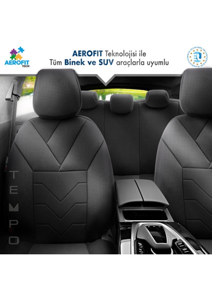 Tempo Design Airbag Dikişli Özel Tasarım Micro Qube Oto Koltuk Kılıfı Siyah