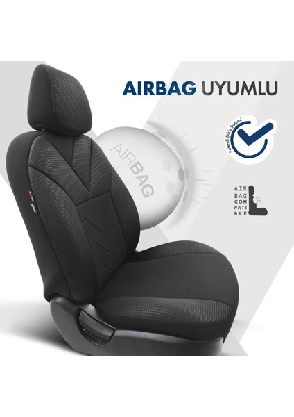Tempo Design Airbag Dikişli Özel Tasarım Micro Qube Oto Koltuk Kılıfı Siyah