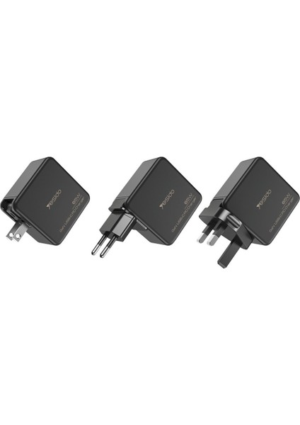 65W Şarj Adaptörü 2 Adet 65W Type-C ve 1 Adet 30W Usb Girişli PD GAN Şarj Adaptörü Tüm Cihazlar İle Uyumlu (Lisanslı) YC42
