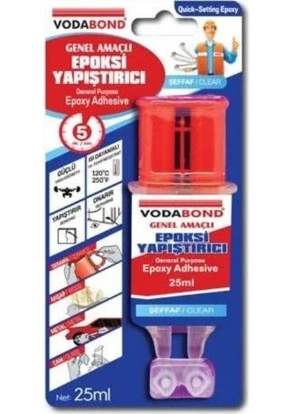 Vodaseal Seramik Ahşap Cam Metal Epoksi Şırınga Yapıştırıcı 25 ml