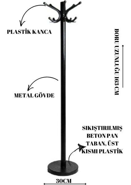 Kelebek Siyah Ayaklı Elbise Askısı, Ev Düzenleme, Antre Aksesuarı, Elbise Askısı, Ofis Metal Askılık