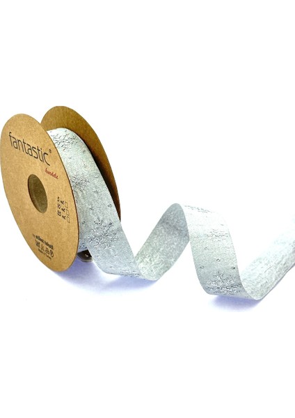 Dokuma Gümüş Simli Kar Tanesi Kurdele (22MM Genişlik - 10MT Uzunluk)