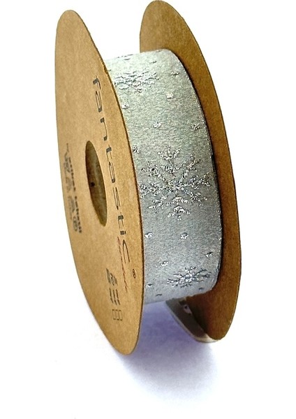 Dokuma Gümüş Simli Kar Tanesi Kurdele (22MM Genişlik - 10MT Uzunluk) fiyatları