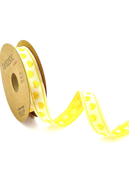 Kalp Desenli Dokuma Kurdele (17MM Genişlik - 10MT Uzunluk)