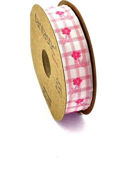 Çiçek Desenli Ekose Dokuma Kurdele (20MM Genişlik - 10MT Uzunluk) fiyatları