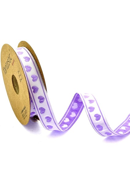 Kalp Desenli Dokuma Kurdele (17MM Genişlik - 10MT Uzunluk)