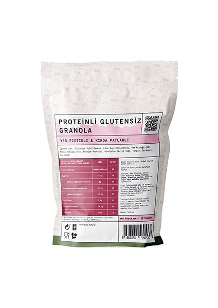 Proteinli Glutensiz Granola - Yer Fıstıklı & Kinoa Patlaklı 240GR