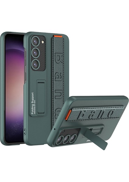 - Samsung Galaxy S23 Plus - Kılıf Standlı El Tutacaklı Band Kapak - Koyu Yeşil - T26396