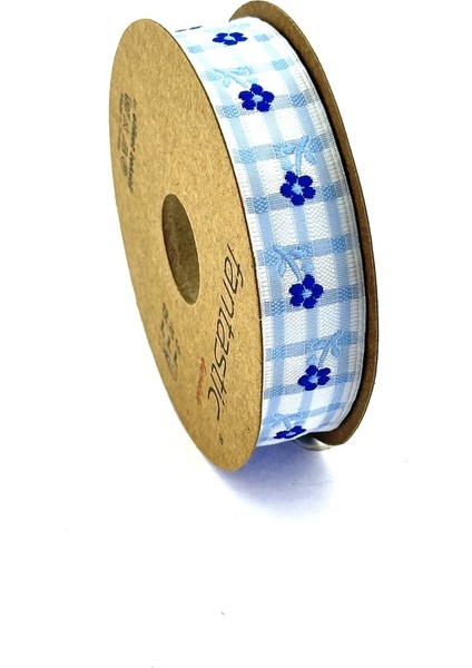 Çiçek Desenli Ekose Dokuma Kurdele (20MM Genişlik - 10MT Uzunluk) fiyatları