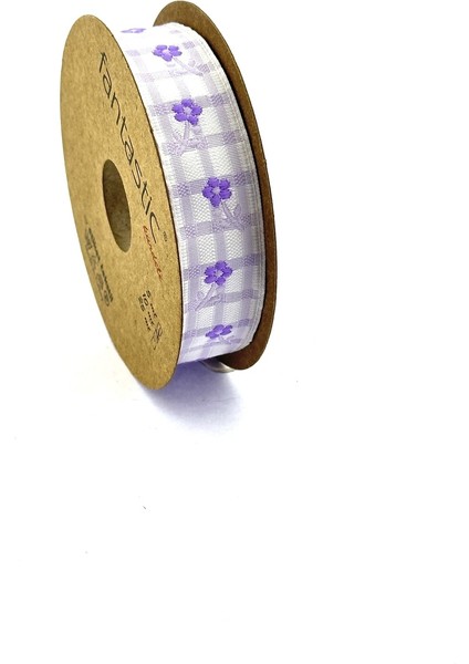 Çiçek Desenli Ekose Dokuma Kurdele (20MM Genişlik - 10MT Uzunluk) fiyatları