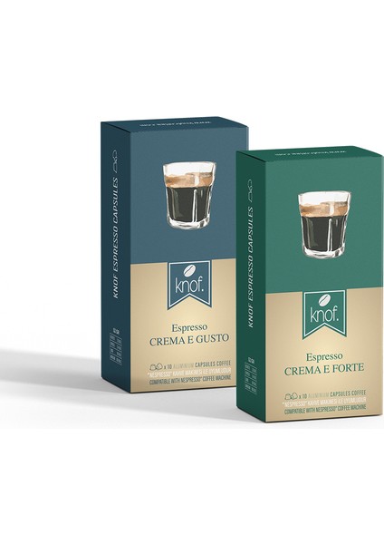 Coffee Crema E Gusto / Crema E Forte Espresso Kapsül Kahve 2 Kutu 20 Adet Nespresso uyumlu