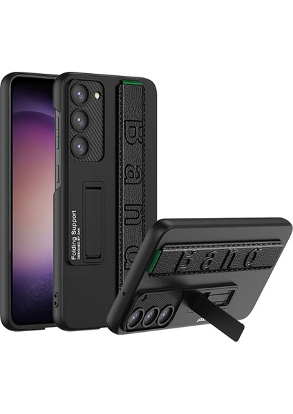 - Samsung Galaxy S23 Plus - Kılıf Standlı El Tutacaklı Band Kapak - Siyah - T26396