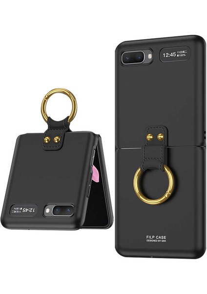 - Galaxy Z Flip - Kılıf Yüzüklü Sert Flip Ring Kıpta Kapak