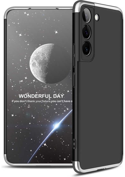 - Samsung Galaxy S22 Plus - Kılıf Parmak izi Yapmayan 3 Parça Ays Kapak - Siyah-Gri