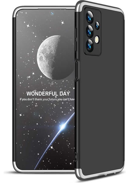 - Samsung Galaxy A13 4G - Kılıf Parmak izi Yapmayan 3 Parça Ays Kapak - Siyah-Gri - T22932