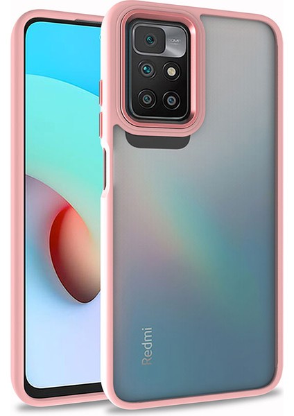 - Xiaomi Redmi 10 - Kılıf Arkası Şeffaf Kamera Çevresi Parlak Zıt Renkli Flora Kapak - Rose Gold - T22325