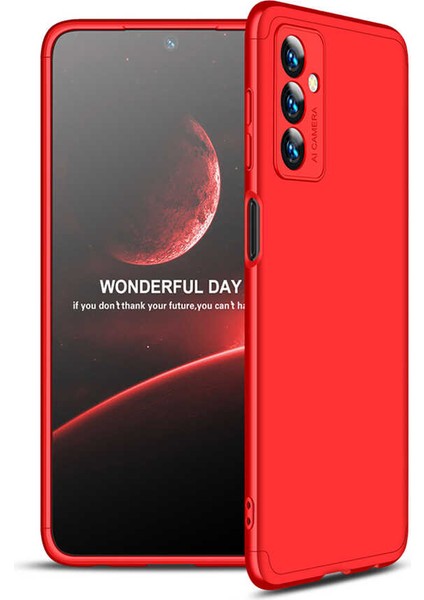 - Samsung Galaxy M23 - Kılıf Parmak izi Yapmayan 3 Parça Ays Kapak - Kırmızı - T23220