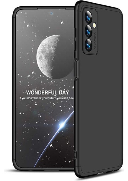 - Samsung Galaxy M23 - Kılıf Parmak izi Yapmayan 3 Parça Ays Kapak - Siyah - T23220