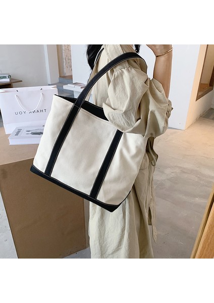 Çanta Moda Kanvas Çanta Ins Tote Çanta Kadın Büyük Kapasiteli Eğilim Omuzdan Askili Çanta (Yurt Dışından)