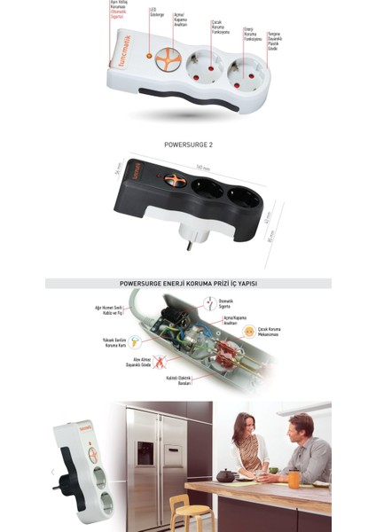 Enerji Koruma Prizi Powersurge 2'li Beyaz 525 JOULE (TSK5080)