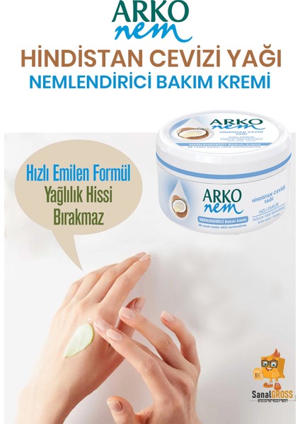 Nem Hindistan Cevizi Yağı Nemlendirici Bakım Kremi 300 ml x 2 Adet