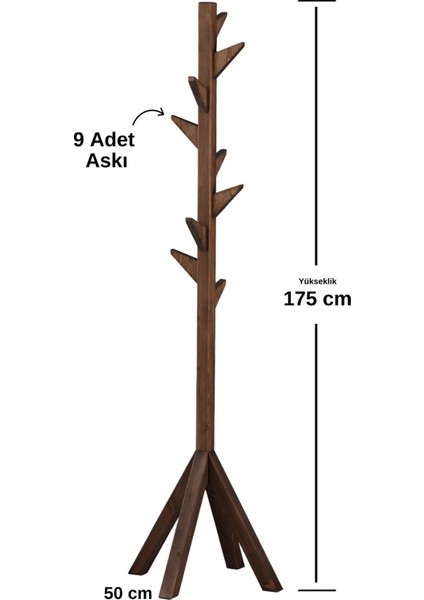 Ahşap Ayaklı Askılık Portmanto Modern Elbise Askısı 175 cm  Ceviz - Meşe - Beyaz - Gri