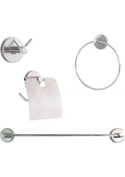 Banora Runa 4'lü Banyo Seti, Paslanmaz Metal, Krom