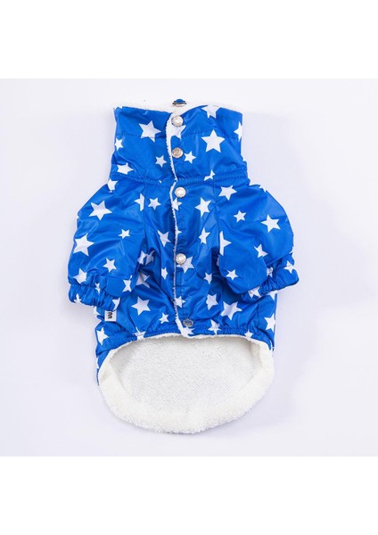 Stars Blue Peluşlu Su Geçirmez Küçük Irk Köpek Yağmurluğu modelleri