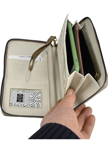 Ollbag Büyük Boy Logosuz Kadın Pörtföy Cüzdan Geniş Iç Tasarım Rahat Kullanım Telefon Gözlü Bileklikle Taşınabilir Cüzdan indirimleri