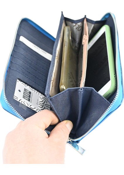 Ollbag Büyük Boy Logosuz Kadın Pörtföy Cüzdan Geniş Iç Tasarım Rahat Kullanım Telefon Gözlü Bileklikle Taşınabilir Cüzdan indirimleri