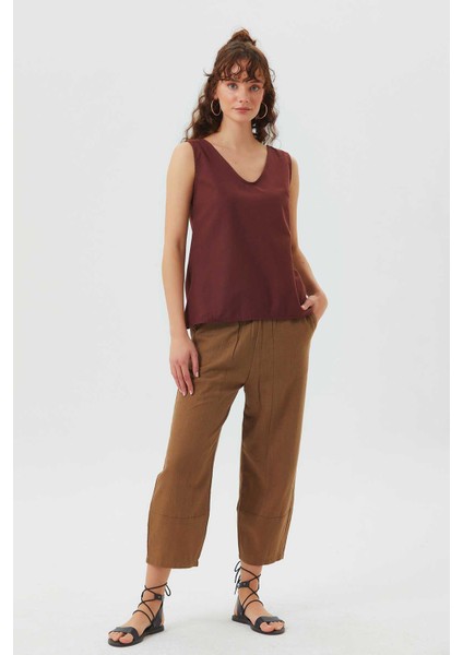 Bohem Sırt Detaylı Otantik Bluz Kahverengi fiyatları