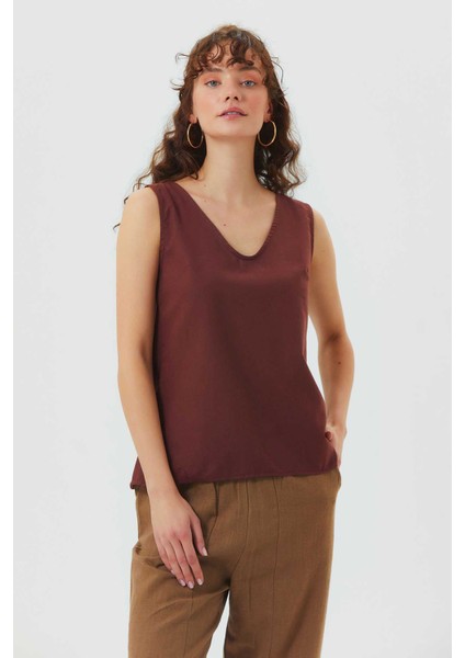 Bohem Sırt Detaylı Otantik Bluz Kahverengi modelleri