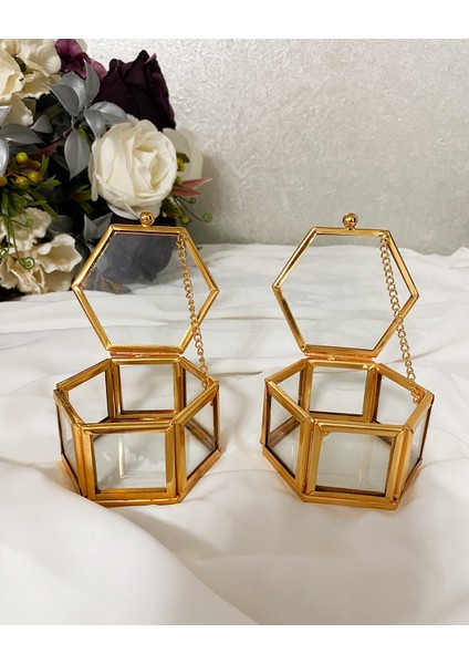 Yüzüklük Ikili Söz Nişan Yüzük Yüzüklük , Yüzük Yükseltici Yapay Güller Dahil Gold Rengi, Cam
