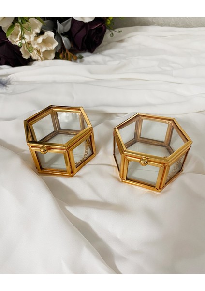 Yüzüklük Ikili Söz Nişan Yüzük Yüzüklük , Yüzük Yükseltici Yapay Güller Dahil Gold Rengi, Cam