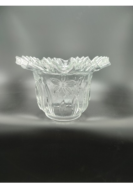 . Kıvırcık Avize Camı .Tam Şeffaf Renkte. (Alt Çap: 10.00cm-h:15.50cm)