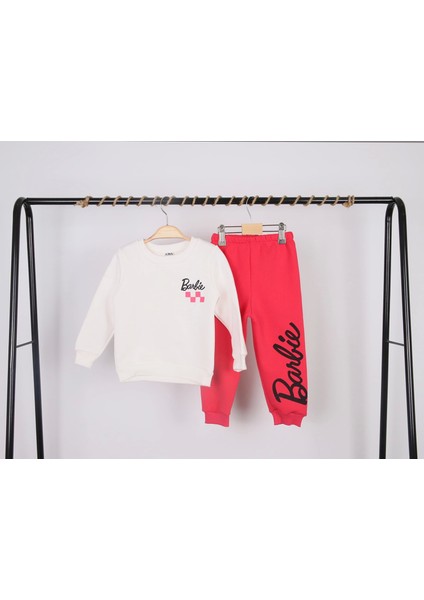 Kız Çocuk Barbie Baskılı Fuşya 3 Iplik Şardonlu Kışlık Sweat ve Eşofman Alt Üst Takım fiyatları