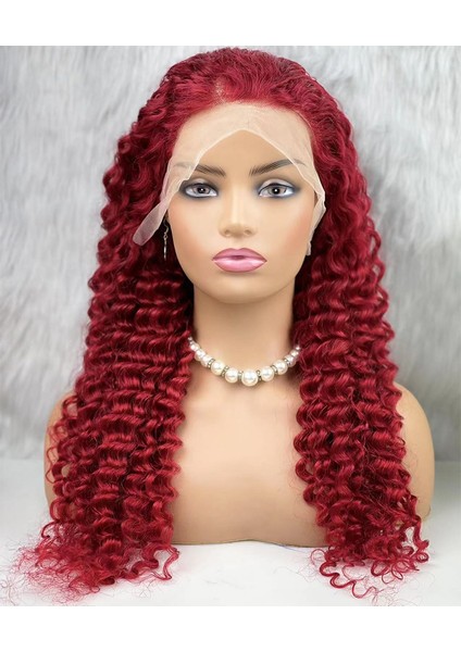 Gerçek Front Lace Tül Peruk - Derin Dalgalı - Kızıl 70-75 cm