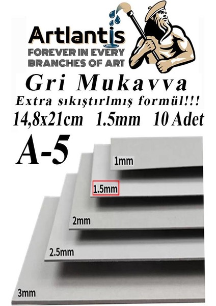 A5 Mukavva Gri 1.5 mm 10 Adet 1 Paket 14 8 x 21 cm A-5 Mukavva 1 5 mm Kalınlığında A-5 Mukavva