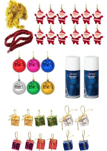 150 cm Yılbaşı Çam Ağaç Seti 10 Metre Pilli Rgb LED Işıklı, Tepe Yıldızı 33 Parça Süs, 2 Kar Spreyi fiyatları