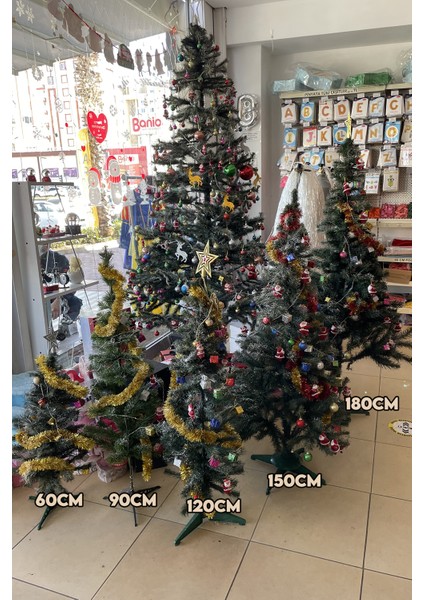 150 cm Yılbaşı Çam Ağaç Seti 10 Metre Pilli Rgb LED Işıklı, Tepe Yıldızı 33 Parça Süs, 2 Kar Spreyi fırsatları