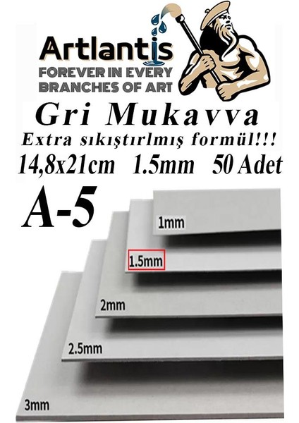 A5 Mukavva Gri 1.5 mm 50 Adet 1 Paket 14 8 x 21 cm A-5 Mukavva 1 5 mm Kalınlığında A-5 Mukavva