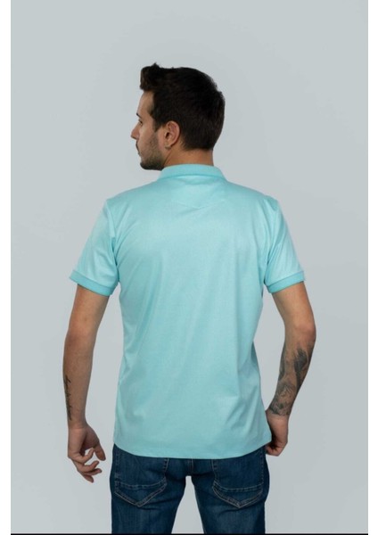 Mint Yeşili Renk - Polo Yaka - Desenli T-Shırt