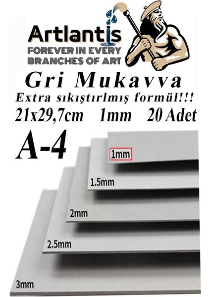 A4 Mukavva Gri 1.0 mm 20 Adet 1 Paket 21 x 29 7 cm A-4 Mukavva 1 0 mm Kalınlığında A-4 Mukavva