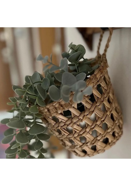 Dekoratif Çok Amaçlı / Hasır Saksı Sepet / Askı Sepet / Duvar Sepet 10 x 10 cm