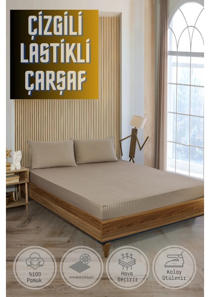 Soft Cotton Çift Kişilik Lastikli Çarşaf Takımı 180X200 cm + 2 Adet Yastık Kılıfı 50X70 cm
