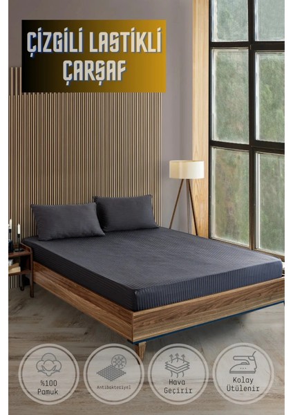 Soft Cotton Çift Kişilik Lastikli Çarşaf Takımı 180X200 cm + 2 Adet Yastık Kılıfı 50X70 cm