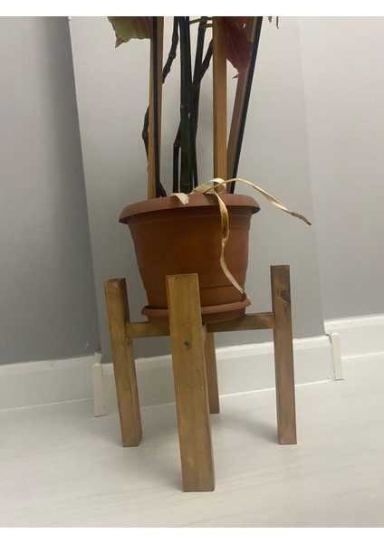 El Yapımı Ahşap 28 cm Çiçeklik Saksı Standı Saksı Altlığı ( Saksı Dahil Değildir )