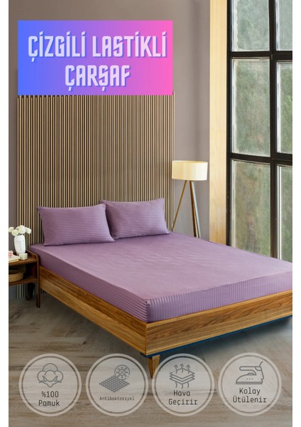 Soft Cotton Çift Kişilik Lastikli Çarşaf Takımı 180X200 cm + 2 Adet Yastık Kılıfı 50X70 cm