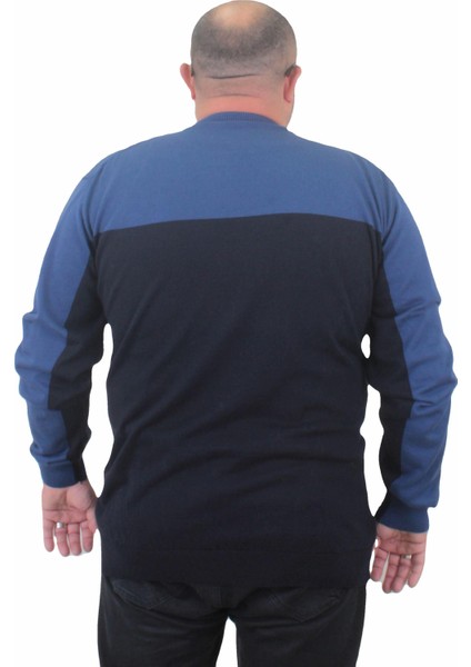 Erkek Büyük Beden Sıfır Yaka Triko Kazak 23751 Indıgo fırsatları