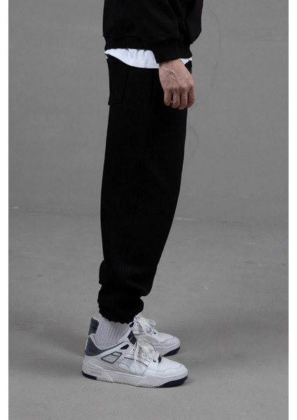 Erkek Üç İplik İçi Şardonlu Lastikli Paça Eşofman Siyah fiyatları